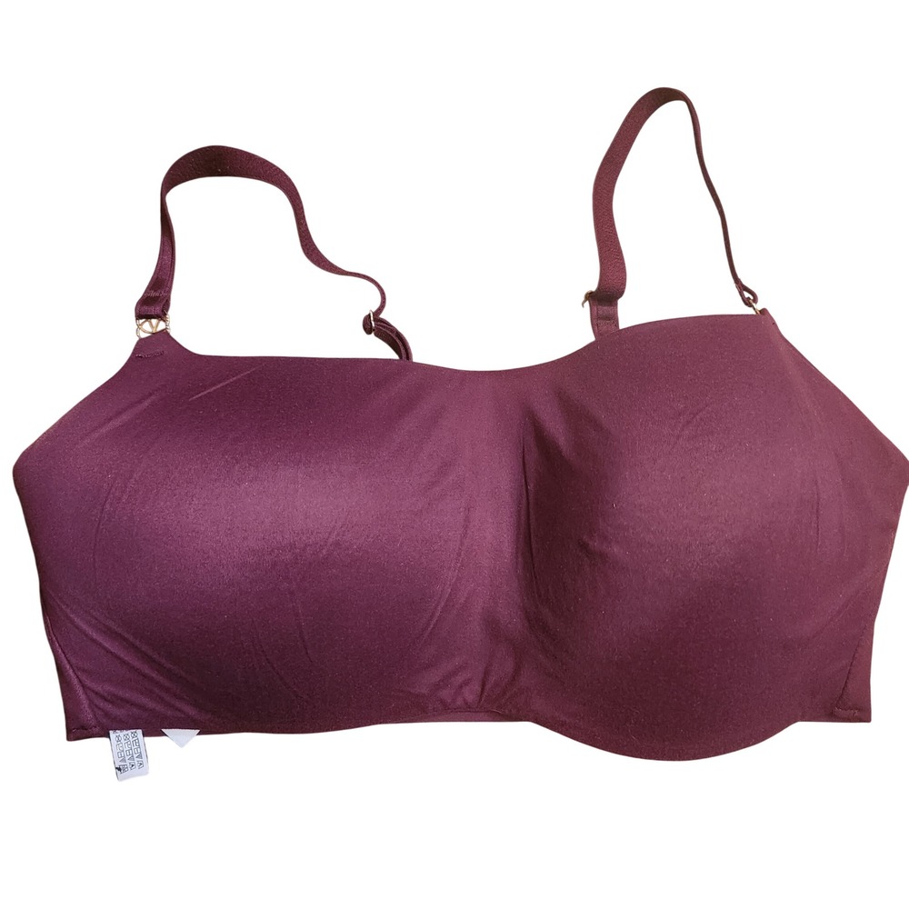 Victoria's Secret Lined No-Wire Bra Plum Burgundy Wireless M-DD E80 Seamless